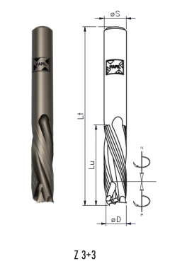 EZ3+3 Solid carbide spiral router cutter