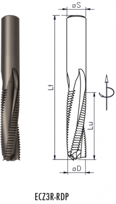 ECZ3R - Solid carbide roughing spiral router cutter ECZ3R - Solid carbide roughing spiral router cutter
