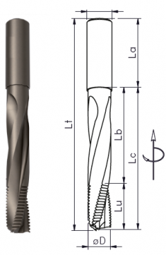 ECM - Solid carbide lock-housing spiral router cutter