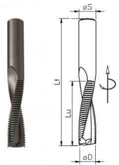 ECZR2 - Solid carbide roughing spiral router cutter ECZR2 - Solid carbide roughing spiral router cutter